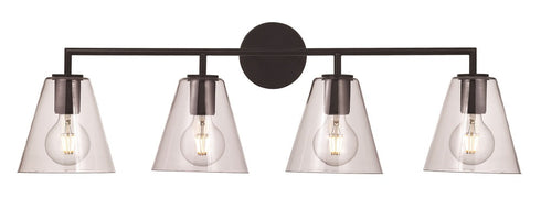 Trans Globe Kennedy 4 Light Cone Shaded Vanity Light Model: 22244 BK