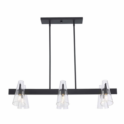 Trans Globe LuminaGlow 6 Light Kitchen Island Pendant in Black Finish Model: 11676 BK