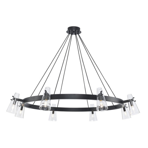 Trans Globe LuminaGlow 8 Light Dimmable Wagon Wheel Dining Chandelier in Black Finish Model: 11678 BK