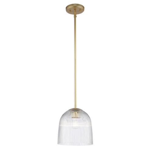 Trans Globe MeadowGlow 1 Light PENDANT CLEAR REEDED GLASS in Antique Gold Finish Model: PND-2272 AG