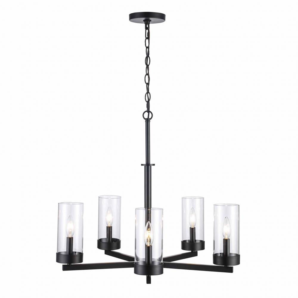 Trans Globe Meadowlark 5 Light Shaded Chandelier Model 71735 BK