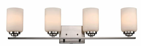 Trans Globe Mod Pod 4 Light Glass Drum Shaded Vanity Bar in Brushed Nickel Finish Model: 70524 BN