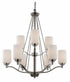 Trans Globe Mod Pod 9 Light Two Tier Glass Shaded Chandelier in Brushed Nickel Finish Model: 70529 BN