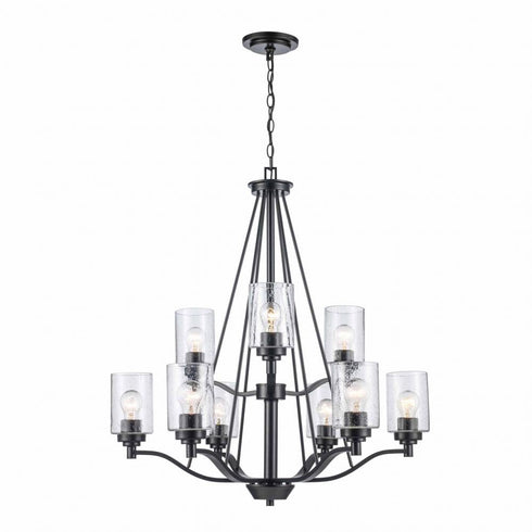 Trans Globe Mod Pod 9 Light Two Tier Glass Shaded Model: 80529 BK
