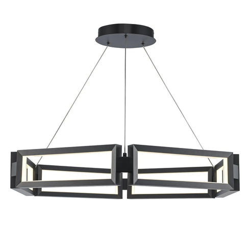 Trans Globe Mythos 36 Inch LED PENDANT RECTANGLE LINK in Black Finish Model: MDN-1590 BK