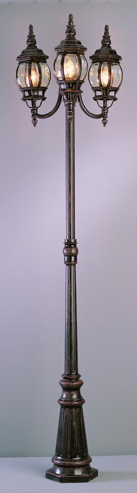 Trans Globe Parkway 3 Light POLE OUTD FRENCH LANTERN C in Black Finish Model: 4090 BK
