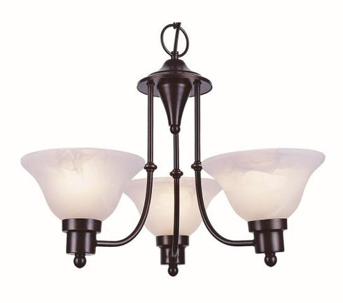 Trans Globe Perkins 3 Light 3 Shade Glass Bell Chandelier with Chain Brushed Nickel Finish Model: 6544 BN
