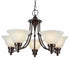 Trans Globe Perkins 5 Light 5 Shade Glass Bell Single Tier Chandelier with Chain Brushed Nickel Finish Model: 6545 BN