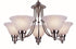 Trans Globe Perkins 5 Light 5 Shade Glass Bell Single Tier Chandelier with Chain Brushed Nickel Finish Model: 6545 BN