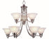 Trans Globe Perkins 9 Light 9 Shade Glass Bell 2 Tier Chandelier with Chain Brushed Nickel Finish Model: 6549 BN