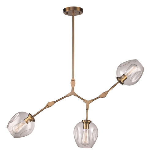 Trans Globe Quantum 3 Light PENDANT WEB CL GLS AG in Antique Gold Finish Model: PND-2091 AG