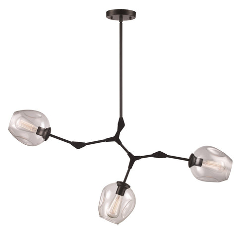 Trans Globe Quantum 3 Light PENDANT WEB CL GLS AG in Antique Gold Finish Model: PND-2091 AG