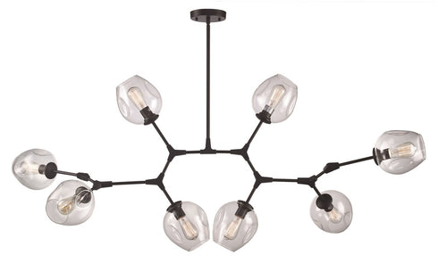 Trans Globe Quantum 8 Light PENDANT WEB CL GLS AG in Antique Gold Finish Model: PND-2093 AG