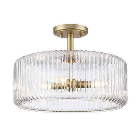 Trans Globe Quartz Quarters Glass Flush Mount in Antique Gold Finish Model: 16234 AG