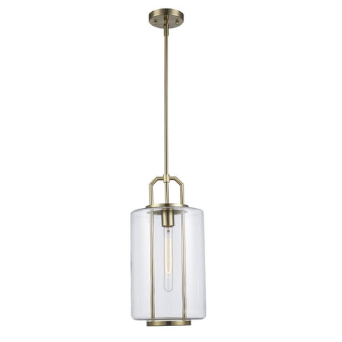 Trans Globe River 1 Light PENDANT CYLINDER GLASS L A in Antique Gold Finish Model: PND-2235 AG