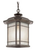 Trans Globe San Miguel Collection Craftsman Style Outdoor Hanging Pendant Lantern with Tea Stain Glass Windows in Black Finish Model: 5825 BK
