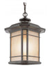 Trans Globe San Miguel Collection Craftsman Style Outdoor Hanging Pendant Lantern with Tea Stain Glass Windows in Black Finish Model: 5826 BK