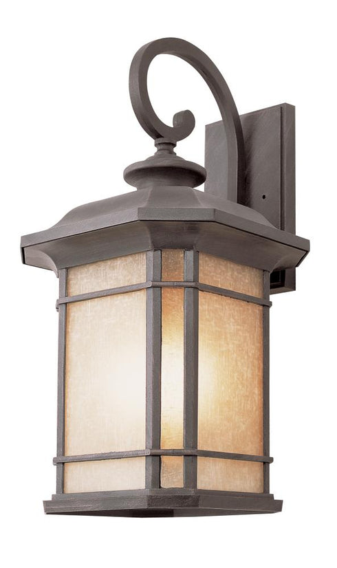 Trans Globe San Miguel Collection Craftsman Style Post Mount Lantern Head with Tea Stain Glass Windows in Black Finish Model: 5823 BK