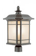 Trans Globe San Miguel Collection Craftsman Style Post Mount Lantern Head with Tea Stain Glass Windows in Black Finish Model: 5824 BK