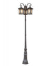 Trans Globe San Miguel Craftsman 99.5 In. Complete Lamp Post Set with Three Lantern Heads and Tea Stain Glass Wi in Black Finish Model: 5827 BK