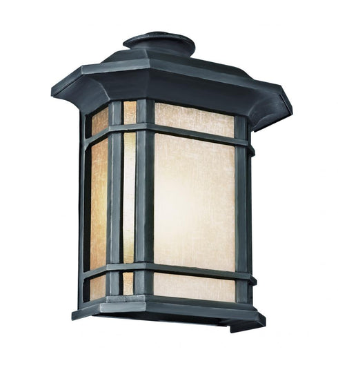 Trans Globe San Miguel Tea Stain Glass Outdoor Pocket Lantern Wall Light in Black Finish Model: 5822-1 BK