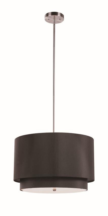 Trans Globe Schiffer 3 Light PENDANT 18 Inch Inch DOUBLE SHADE in Brushed Nickel Finish Model: PND-802 BK