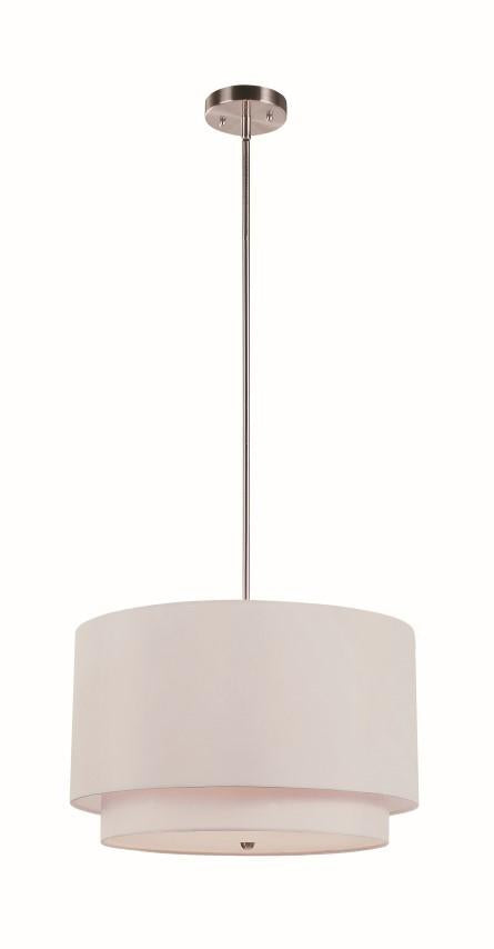 Trans Globe Schiffer 3 Light PENDANT 18 Inch Inch DOUBLE SHADE in Brushed Nickel Finish Model: PND-802 BK