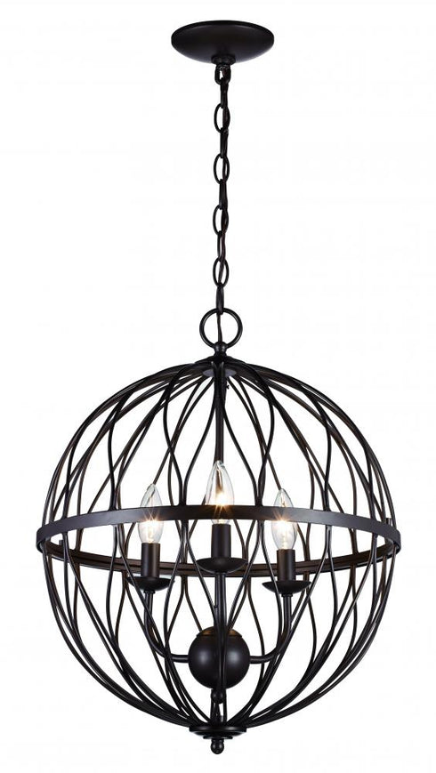 Trans Globe Sequoia 3 Light 3 Light CHANDELIER ORB CAGE MED RO in Rubbed Oil Bronze Finish Model: 70673 ROB