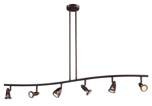 Trans Globe Stingray 6 Light TRACK WAVE GU10 DOWN RODS in Brushed Nickel Finish Model: W-466-6 BN