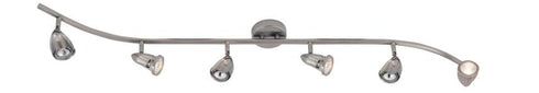 Trans Globe Stingray 6 Light TRACK WAVE GU10 DOWN RODS in Brushed Nickel Finish Model: W-466-6 BN