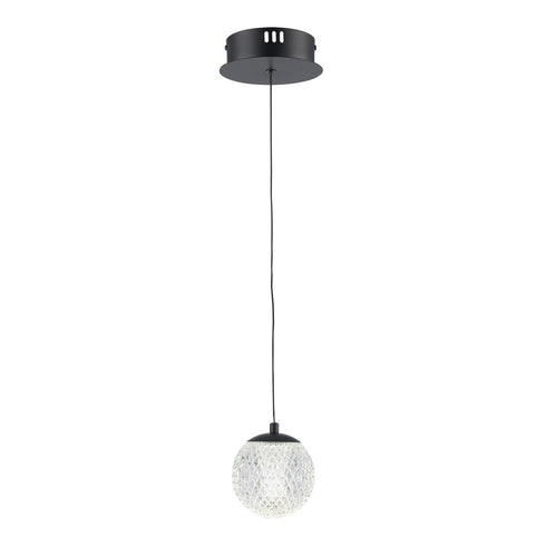 Trans Globe Sunburst 1 Light PEND LED BALL GLOBE BK in Black Finish Model: MDN-1632 BK