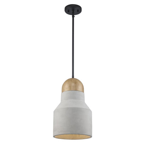 Trans Globe UrbanConcrete 1 Light Single Pendant in Black Finish Model: PND-2265 BK