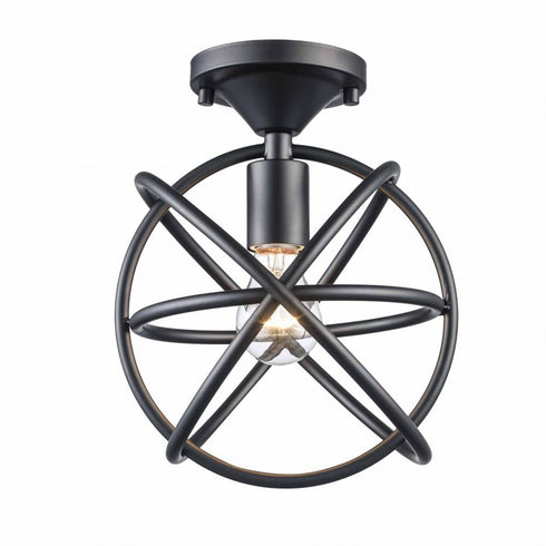 Trans Globe Viewridge 1 Light Cage Semi Flush Model: 30271 BK