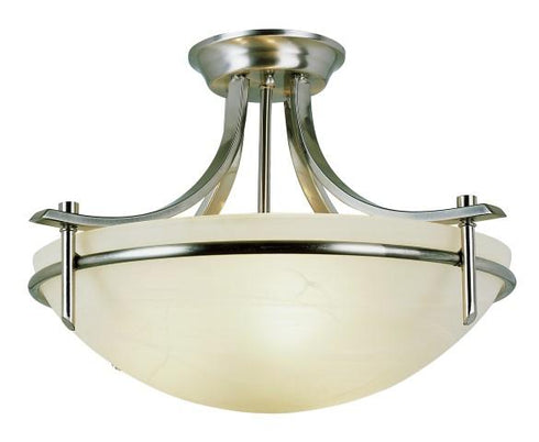 Trans Globe Vitalian 3 Light SEMI FLUSHMOUNT MARBLEIZED in Brushed Nickel Finish Model: 8172 BN