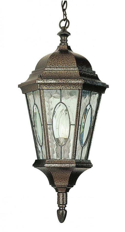 Trans Globe Watered Windows One Light in Black Gold Water Clear Oval Window Glass Hanging Lantern Model: 4717 BG