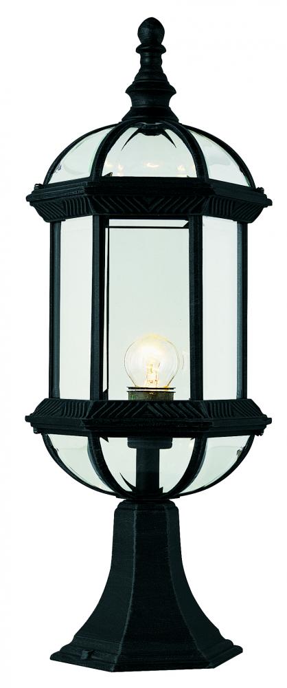Trans Globe Wentworth 1 Light PIER BASE LANTERN BEVELED in Black Finish Model: 4182 BK