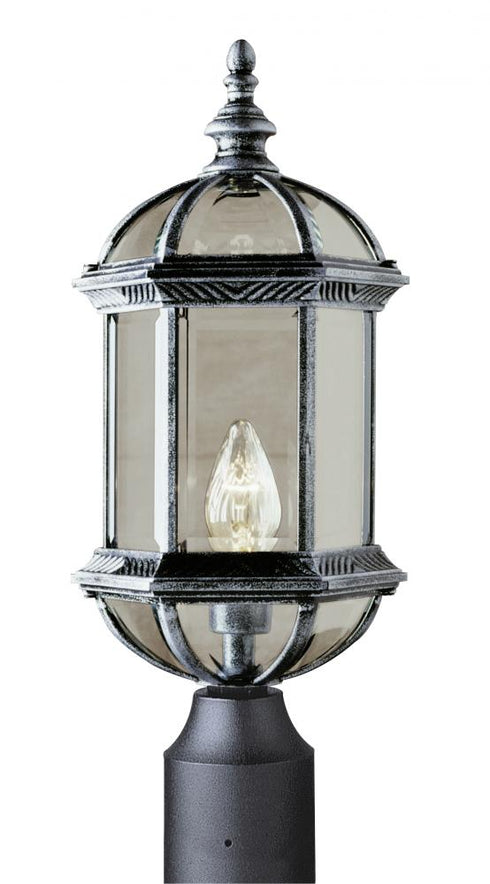 Trans Globe Wentworth 1 Light POST TOP LANTERN BEVELED G in Black Finish Model: 4186 BK