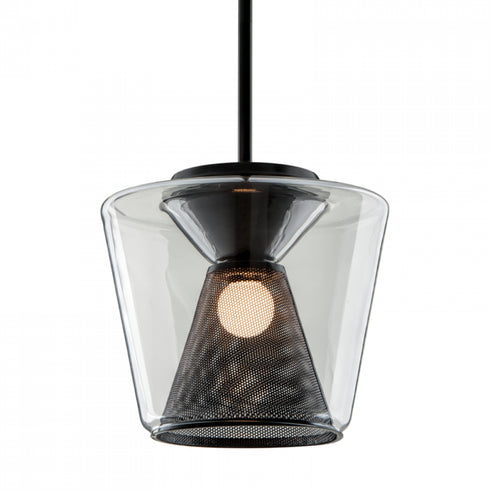 Troy Berlin 1 Light Pendant Small Model: F5851-SBK