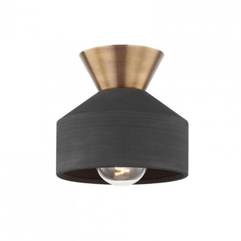 Troy Covina 1 Light Flush Mount Model: C9808-PBR/CBK