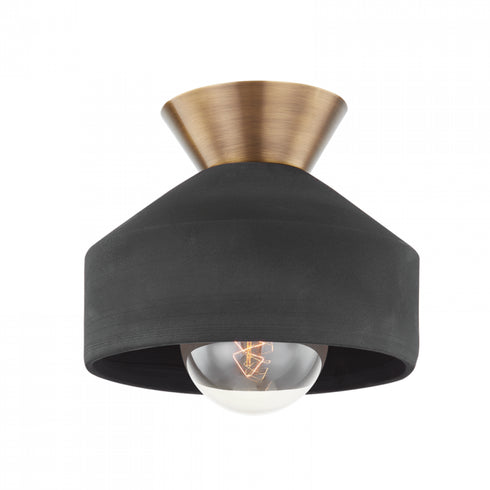 Troy Covina 1 Light Flush Mount Model: C9811-PBR/CBK