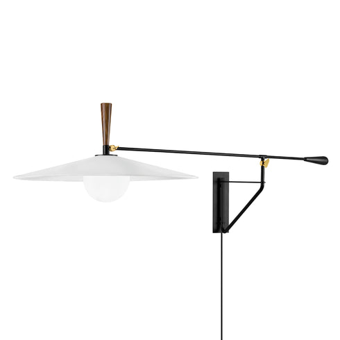 Troy Duarte Plug In Sconce in Patina Brass/Soft Black Finish Model: PTL1028-PBR/SBK
