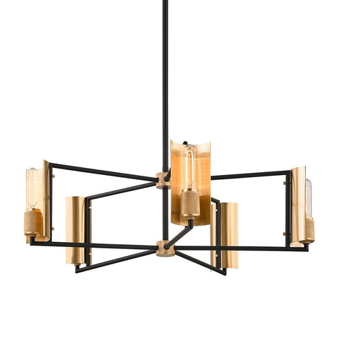 Troy EMERSON 5 Light CHANDELIER in Soft Off Black/Brushed Brass Finish Model: F6785-SBK/BBA