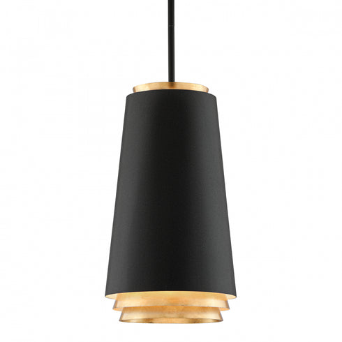 Troy Fahrenheit Pendant in Textured Black/Vintage Gold Leaf Finish Model: F5542-TBK/VGL
