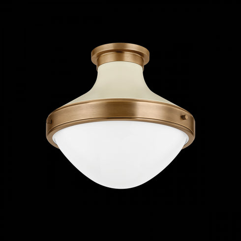 Troy Maxton Pendant in Patina Brass and Soft Sand Finish Model: F3113-PBR/SSD