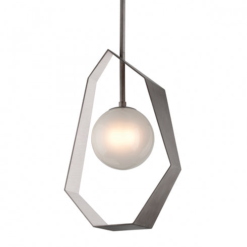 Troy Origami Chandelier in Graphite with Silver Leaf Finish Model: F5535-GRA/SL/SS