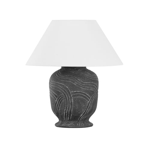 Troy Pecola TABLE LAMP in Patina Brass/Ceramic Windswept Ash Finish Model: PTL2424-PBR/CAN