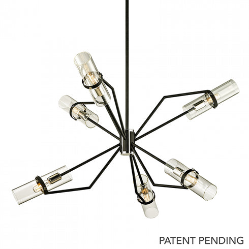 Troy Raef Chandelier in Textured Black and Polish Nickel Finish Model: F6326-TBK/PN