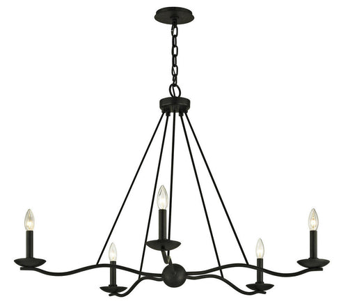 Troy Sawyer Chandelier in Forged Iron Finish Model: F6305-FOR