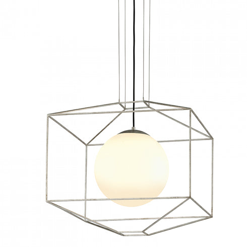 Troy Silhouette Pendant in Silver Leaf Finish Model: F5255-9W