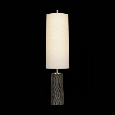 Troy Thane Floor Lamp in Patina Brass / Ceramic Meditation Grey Finish Model: PFL1156-PBR/CDG